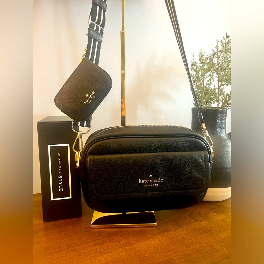 Kate Spade Rosie Pebbles Black Leather Camera Bag. Black Crossbody Bag